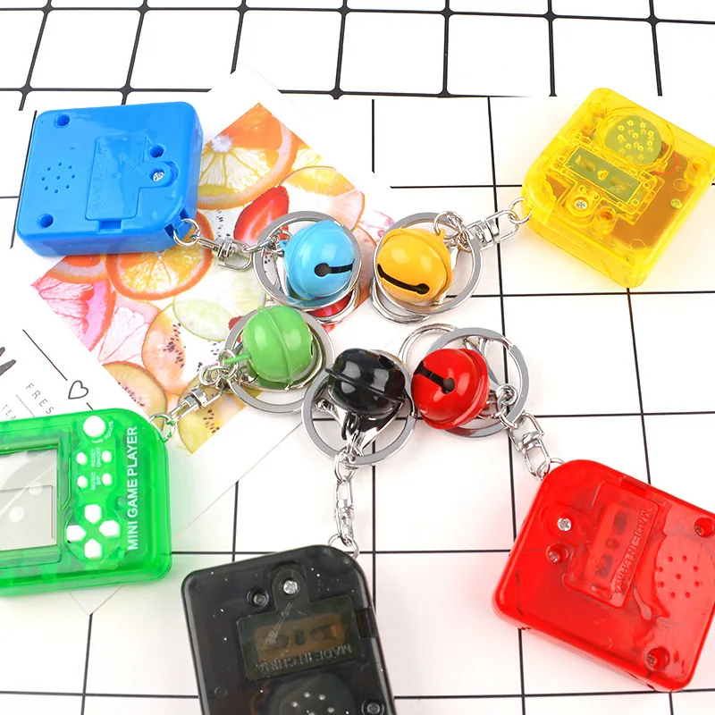 New Mini Classic Game Keychain Men Retro Nostalgic Children's Handheld Toy Tetris Key Chain Bell Car Key Ring Bag Charms Trinket