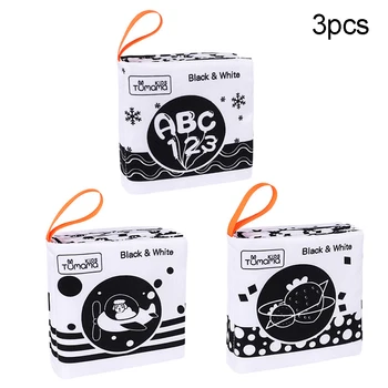 

3Pcs Tumama Cartoon Baby Cloth Book BB Device Visual Development Musical Toy