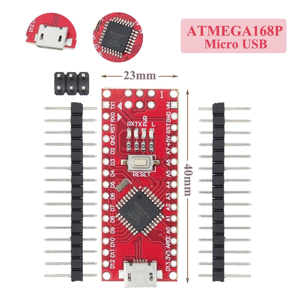 Nano Micro USB с Загрузчиком v3.0 ATMEGA168P совместимый контроллер V3 Red для arduino CH340 драйвер 16