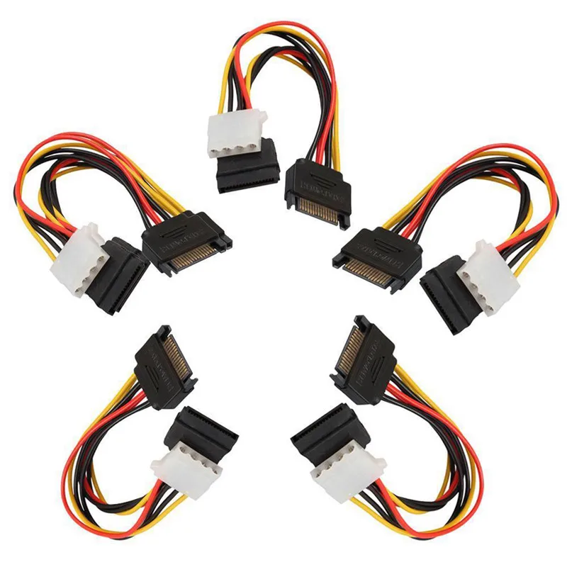 5 шт. SATA 15Pin штекер для 4Pin IDE Female+ SATA Female кабели адаптеров питания