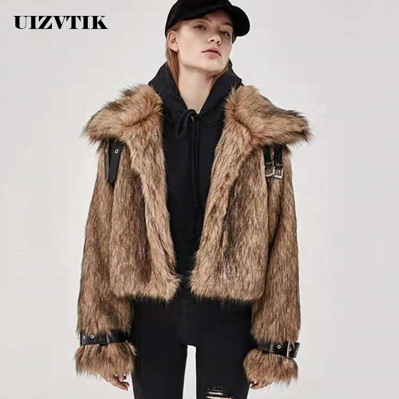 

Autumn Winter Coat Women 2019 Casual Fox Faux Fur Coat Female Vintage Short Long Sleeve Warm Coats Fur Jackets casaco feminino