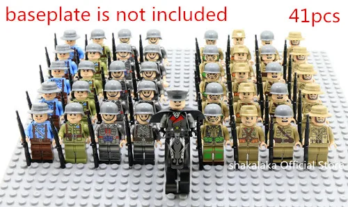 21pcs LEGO Set Soldier WW2 Ger Army Horse Troop Military SWAT Weapon Figures Toy