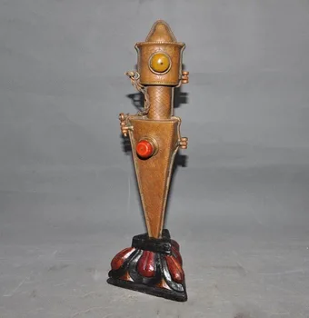 

wedding decoration Old Tibet Temple Bronze Nickel-iron Vajra Dorje Phurpa dagger FaQi Wood Base Set