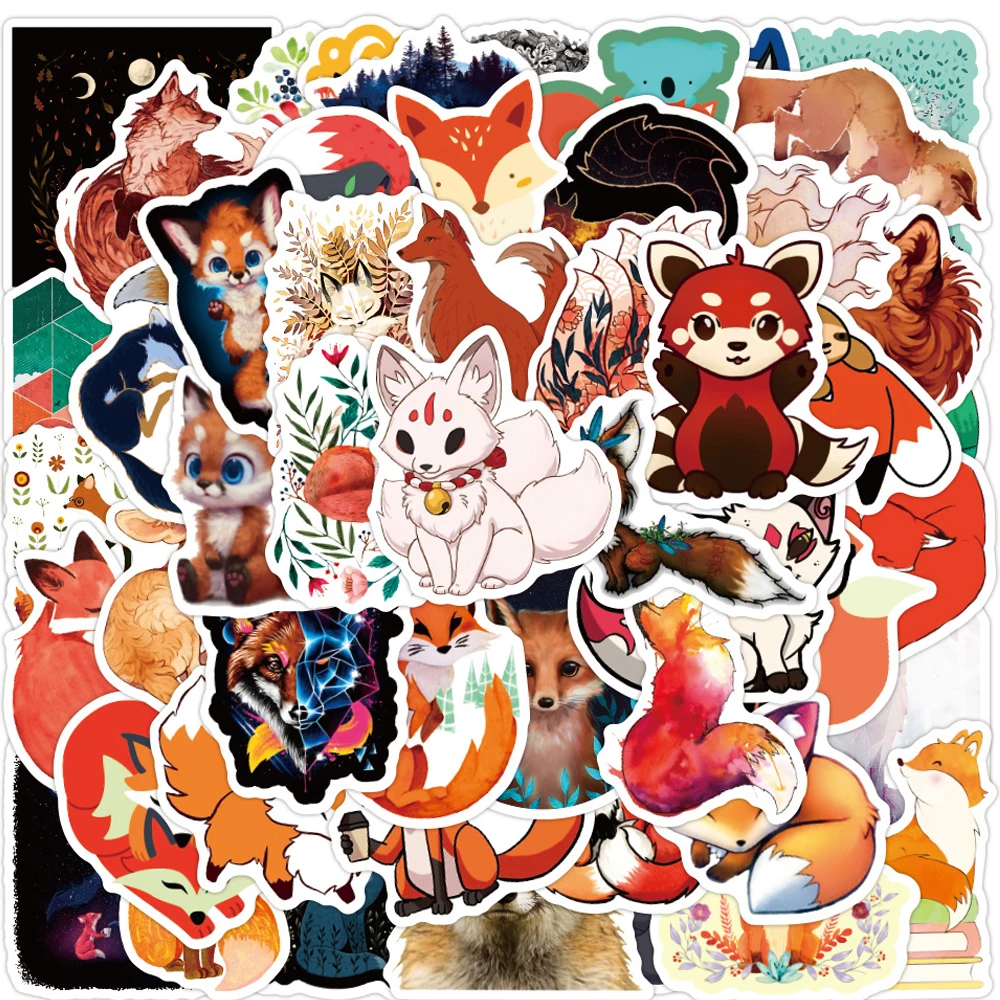 Набор наклеек Kawaii Fox Vulpes 10/30/50 шт. для телефона бутылок мм | Игрушки и хобби