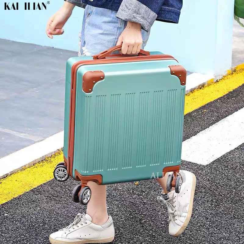 18 дюймов дорожный Багаж носить на чемодан с колесиками тележка для каюты сумка прокатный багаж студенческий Детский чемодан для девочек женская сумка