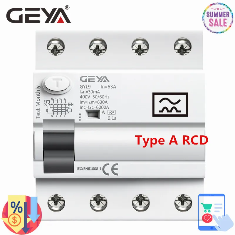 PROD 4001032386133 GEYA GYL9 Type A RCD Residual Current Circuit
Breaker ELCB 4Pole 40A 63A RCD ELCB Detect Pulsating DC Residual Current