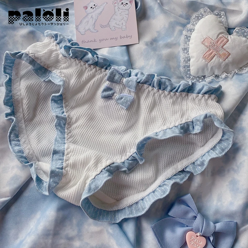 Paloliセクシーな低ウエストワッフル綿ショーツ日本かわいい弓ブリーフ快適な女性の下着フリルかわいいパンティー新 Women S Panties Aliexpress