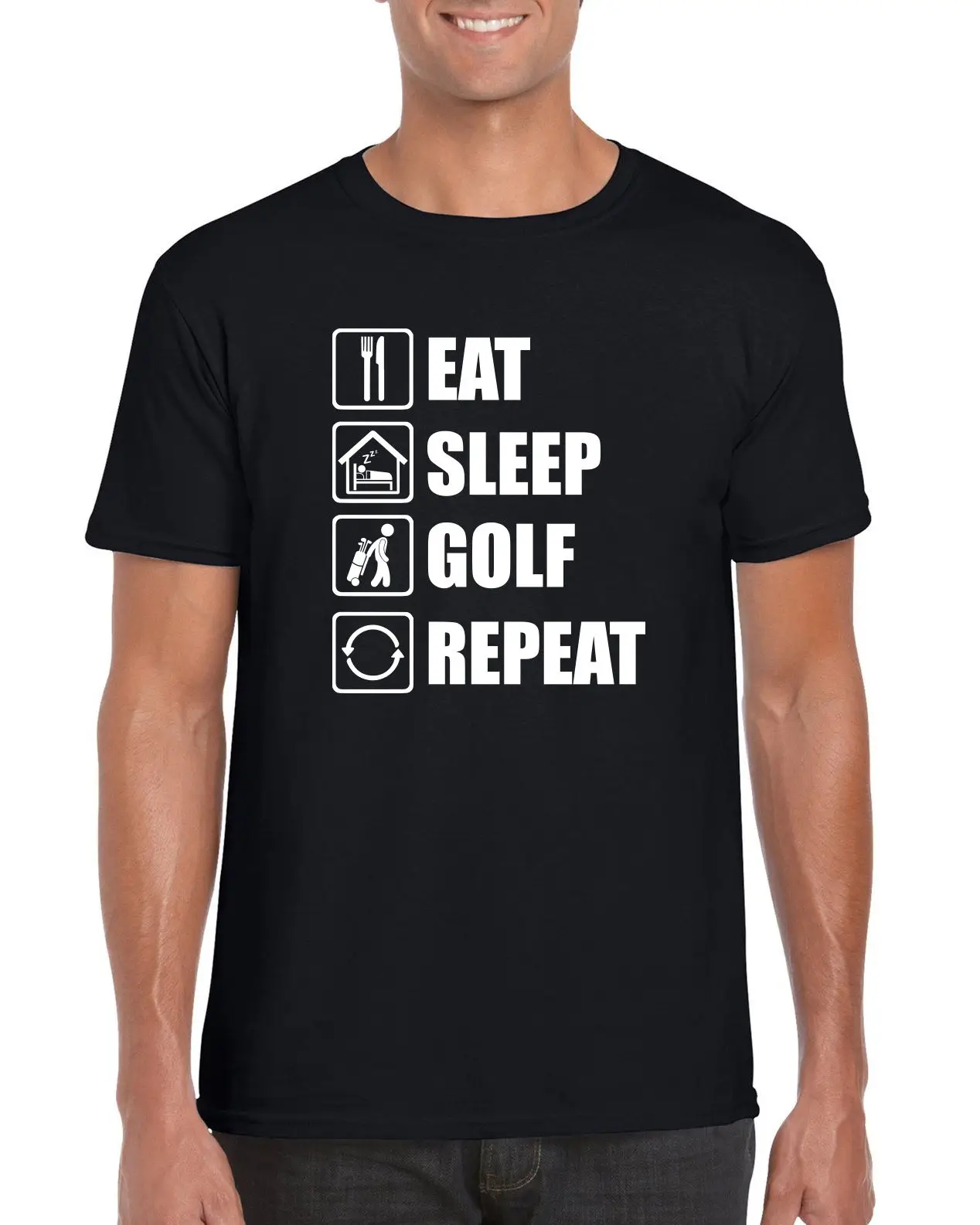 "Eat Sleep Golf Repeat" забавная Футболка Для Гольфа Новые футболки arrival повседневная Летняя Распродажа дешевых футболок