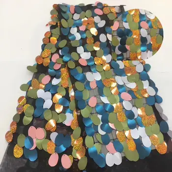 

NEW High Quality 2019 Tulle sequins Beaded French Nigerian Lace Fabrics Pearls Embroidered Guipure African 3d Lace Fabric gold