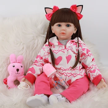 

JINGXIN Princess 60cm Reborn Toddler Handmade Girl Doll Adorable Lifelike Real Baby Bonecas Girl Kid Bebe Doll with Cloth Body
