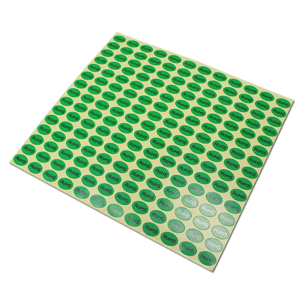 

Self-adhesive Black RoHS Printing Packing Stickers Oval Green Paper Environmental Protection Label Sheet For Electronic Products