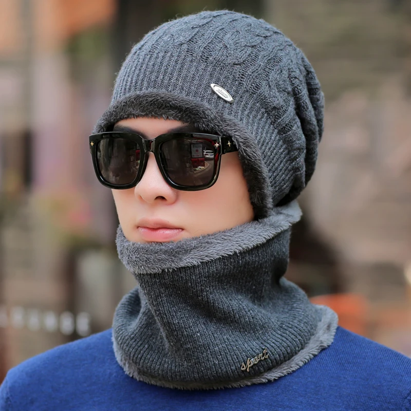 Зимние шапки для мужчин Skullies Beanie шапка зимняя шапка мужской женский шерстяной шарф шапка s Набор Балаклава маска Knitted шапка вязаная шапка