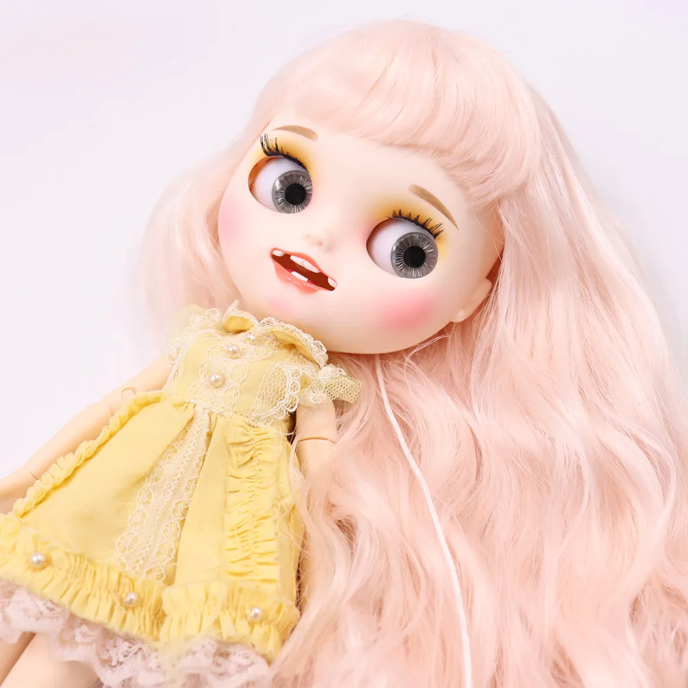 Ледяной обнаженный Blyth Кукла № BL136/2352 бледно-розовые волосы резные губы открытый рот матовые индивидуальные лица сустава тела 1/6 bjd