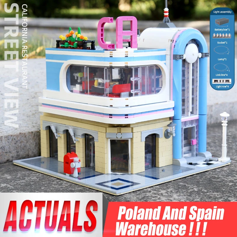 Mould King 16001 Streetview Building Blocks Compatible 15037 Downtown Diner California Model Assembly Brick Toys Christmas Gift | Игрушки и