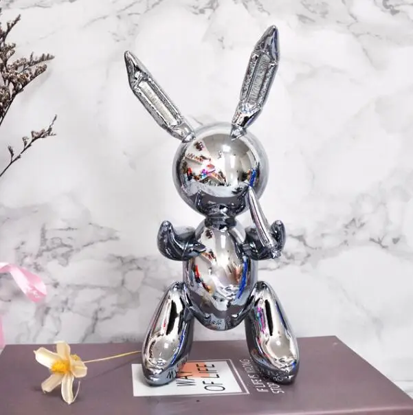 Горячо! американский поп-арт Смола ремесло шар кролик Статуэтка Статуя шар кролик элегантный подарок - Цвет: Grey 35CM