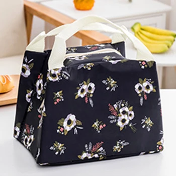 

Thermal Insulated Handle Carrying Portable Large Capacity Food Pack Cooler Waterproof Picnic Storage Men Zipper Floral Lunch Bag