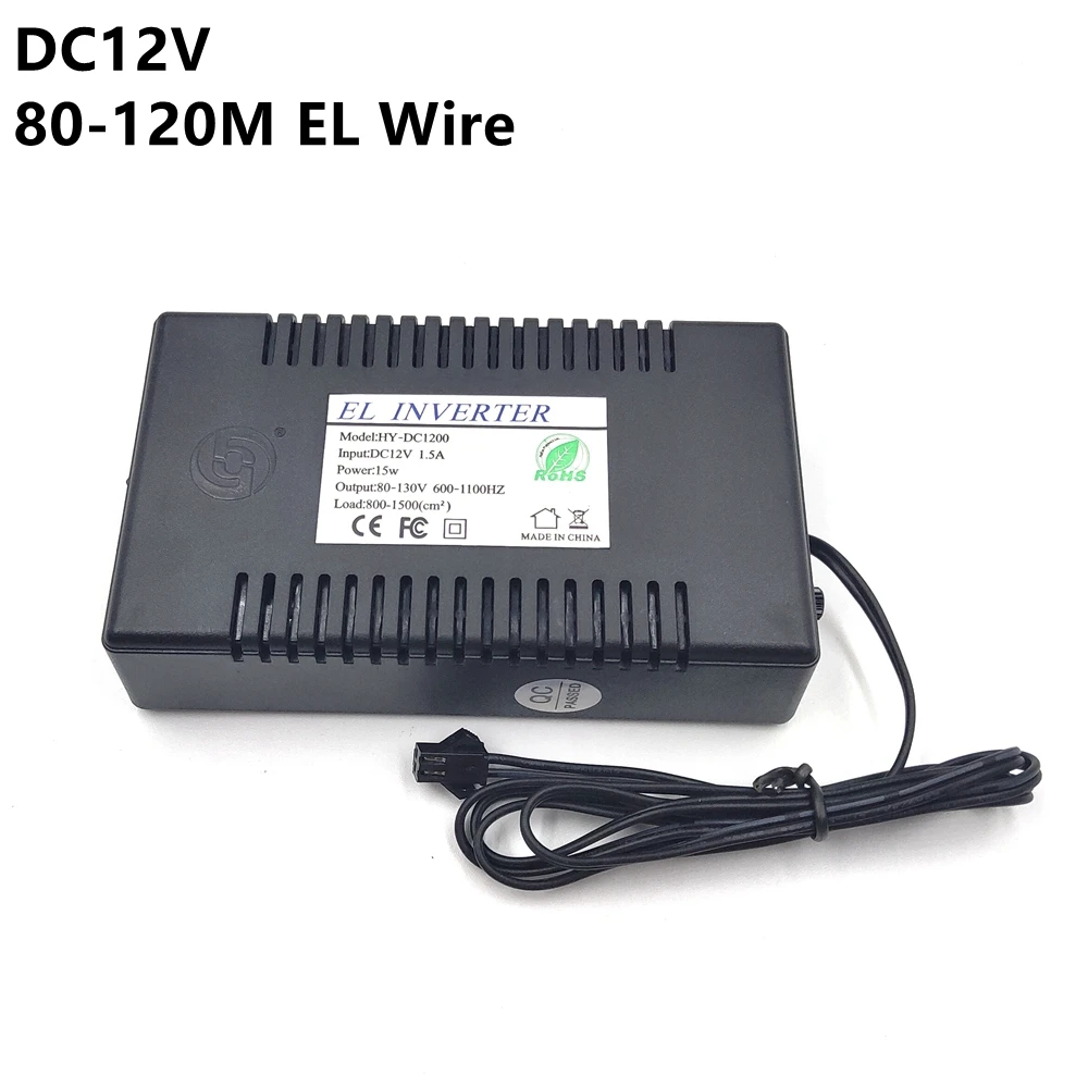 

DC12V Power Supply Adapter Driver Controller Inverter For 80-120M El Wire Electroluminescent Light