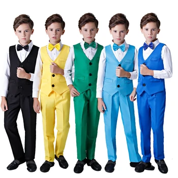 

Children Waiter Waitress Uniform Kids Jazz Dance Vest Party Wear Boy Choir Students Clothing Set Performance Stage Dance Costume