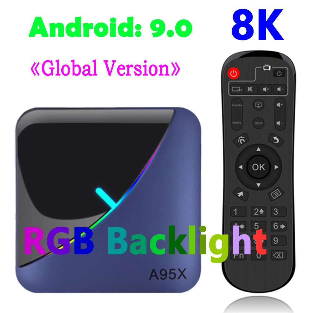

A95X F3 Mini Smart TV Box RGB Light Android 9.0 Amlogic S905X3 4G 32G 64G Wifi BT Set Top Box Youtube 8K 4K IPTV Media Player