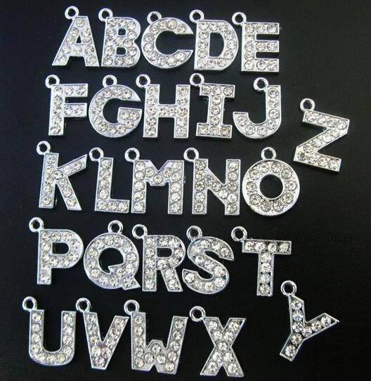 Rhinestone Letter Alphabet Jewelry Charm  Rhinestone Letter Slide Charms -  Wholesale - Aliexpress