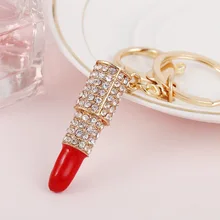 Напрямую от производителя продажи творческий алмаз набор брелок для ключей «помада» кулон Детский жакет из денима для девочки; сумка губная помада, подвеска для автомобиля, небольшие подарки