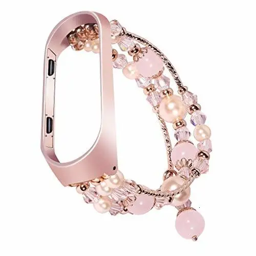 Сменный ремешок для xiaomi mi Band 4 3, ремешок с бусинами, браслет на запястье, Смарт-часы, браслет, ремешок для часов, аксессуары, регулируемый - Цвет ремешка: Pink