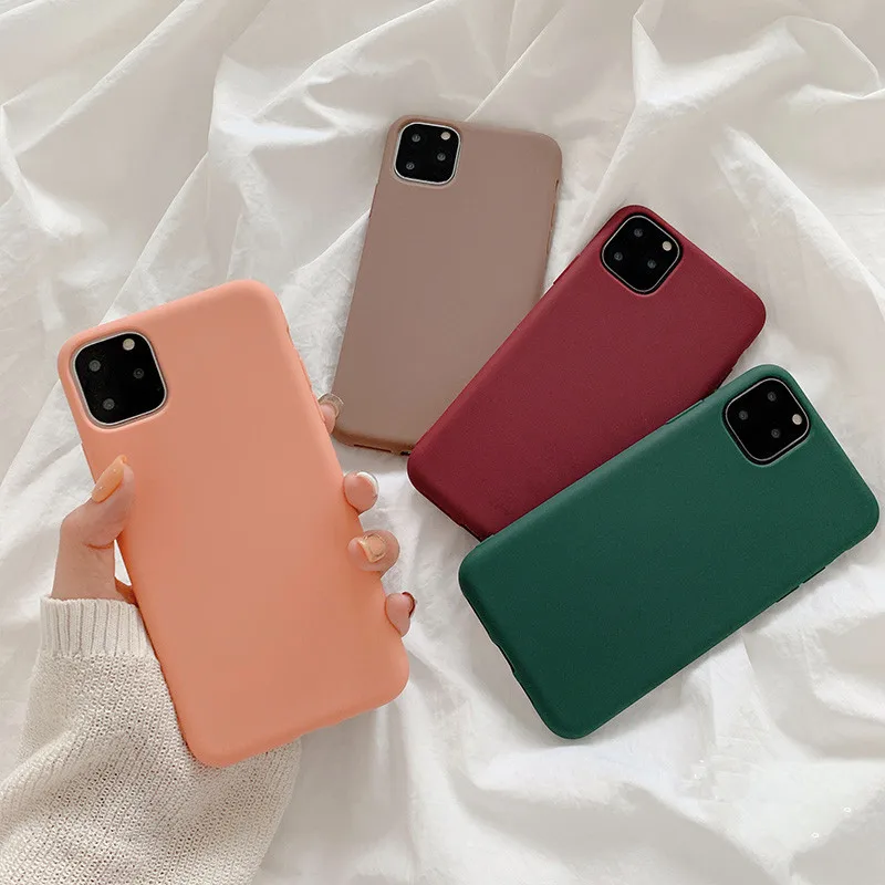 Cute Candy Color Simple Korean Phone Case For iPhone 11 Pro X XsMax XR 7 Puls 6 6S 8 Cases Retro Soft Slicone Cover |