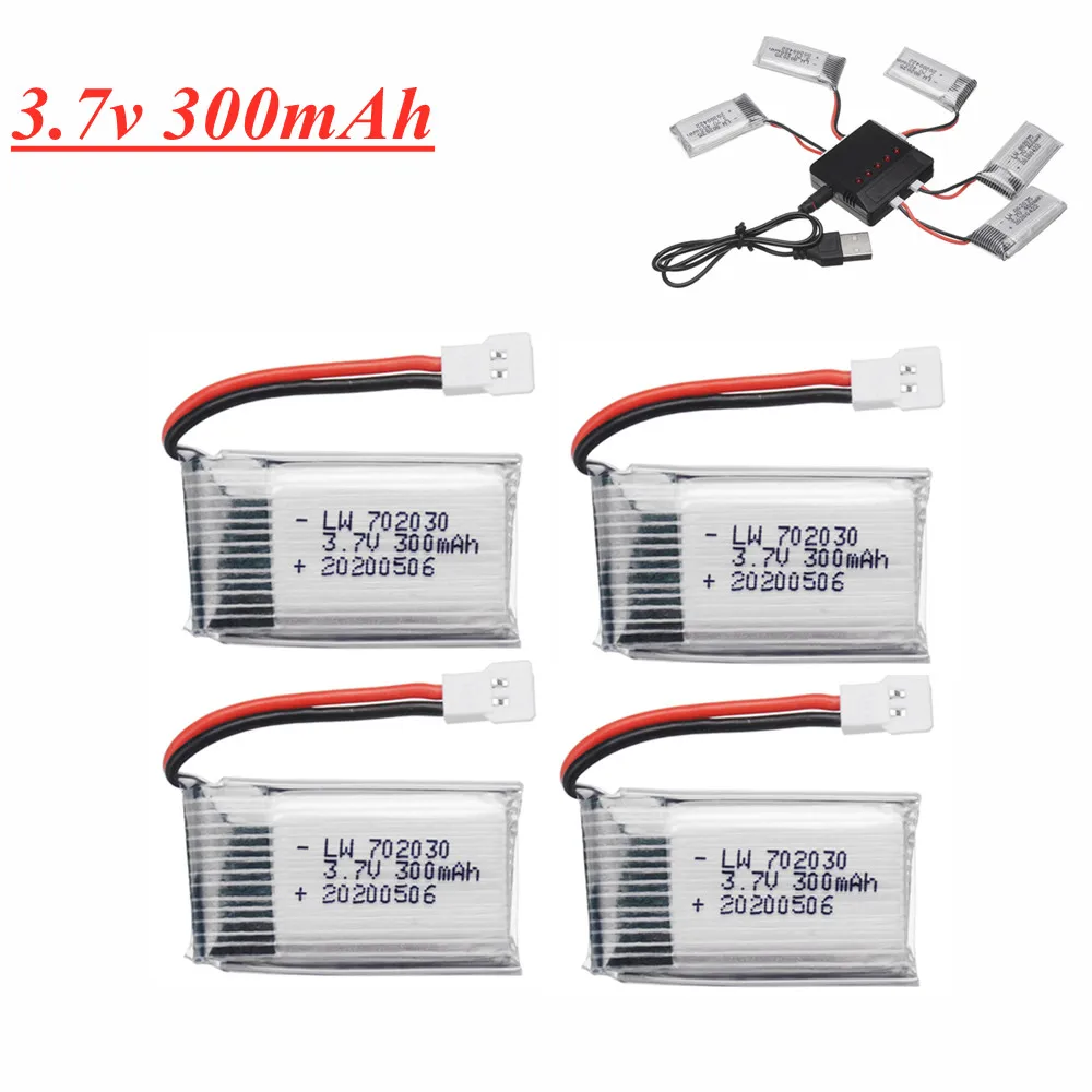 Аккумулятор Lipo 3 7 в 300 мАч с зарядным устройством 5 1 для Udi U816 U830 F180 E55 FQ777 FQ17W Hubsan H107