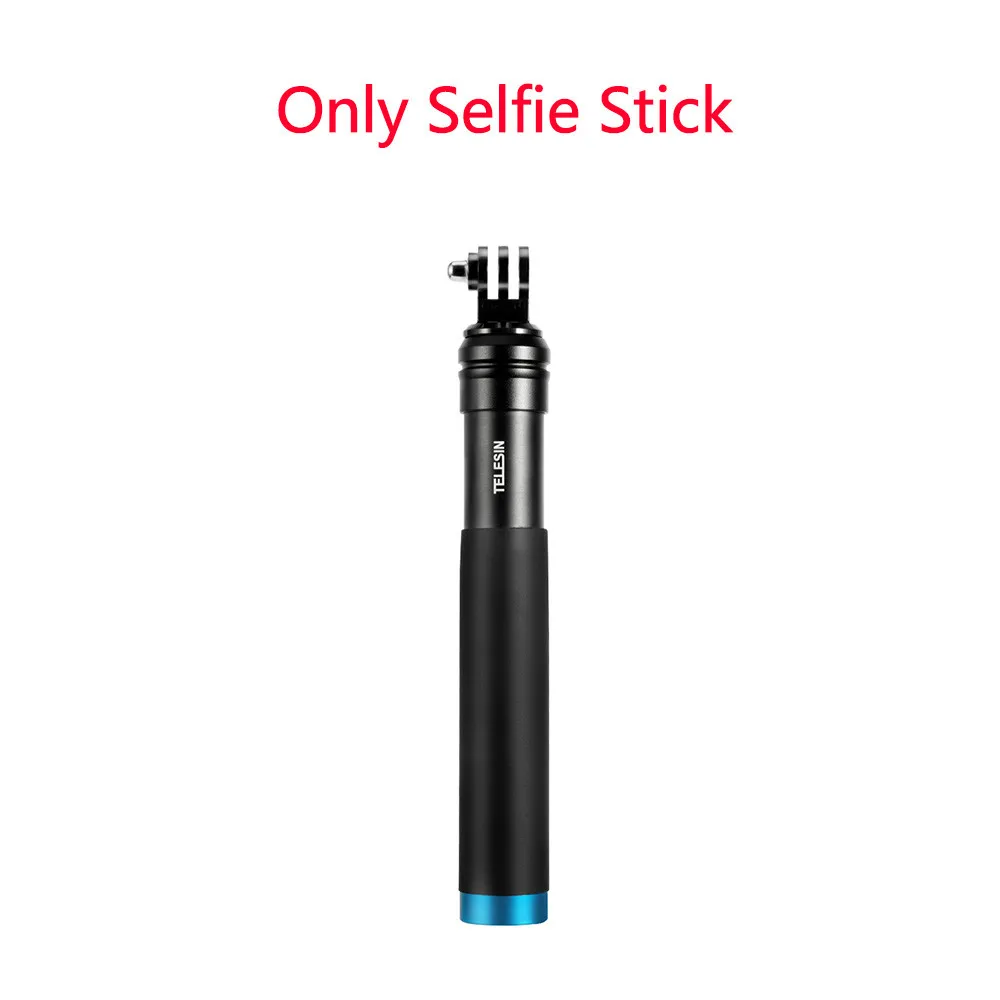 only selfie stick TELESIN 6 в 1 Выдвижная палка для селфи из алюминиевого сплава+ Съемный штатив держатель для телефона для GoPro SJCAM для камер Xiaomi Yi - Цвет: only selfie stick