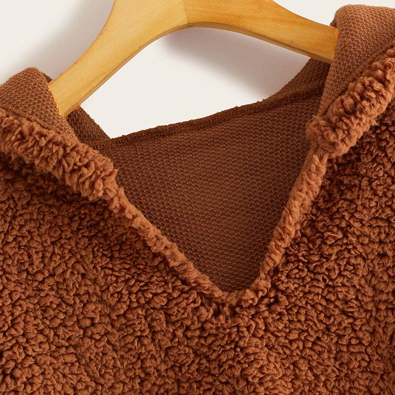 SHEIN однотонная толстовка с капюшоном и спущенным плечом, пуловер для женщин, Осень-зима, базовый v-образный вырез, укороченные повседневные толстовки