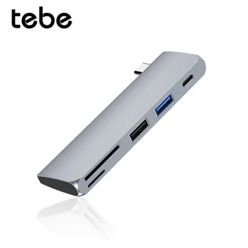 

tebe USB C Hub 5 in 1 Type C to SD/TF Card Reader USB 3.0 + USB 2.0 HUB Adapter high speed for iPad Pro MacBook