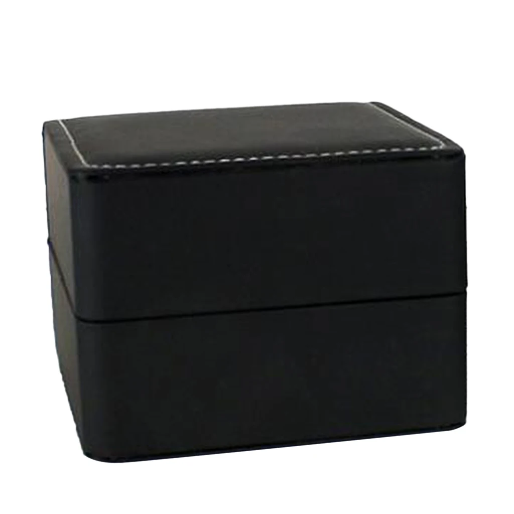 Square 10x10x7cm Black PU Leather Wristwatch Storage Box Gift Jewelry Case