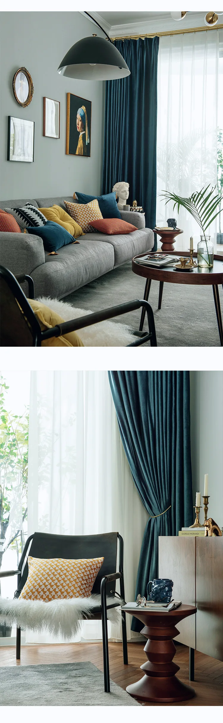 Скандинавские синие бархатные шторы роскошные серые синие тканевые шторы для спальни и гостиной
