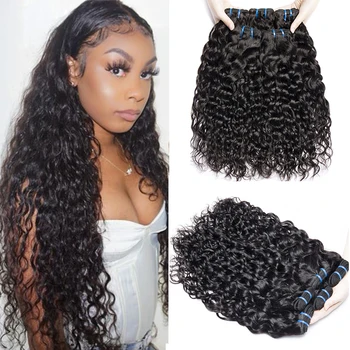 

30 inch Bundles Water Wave Bundles Human Hair Bundles Brazilian Hair Weave Bundles Wet and Wavy Bundles Hair Extension Non-Remy