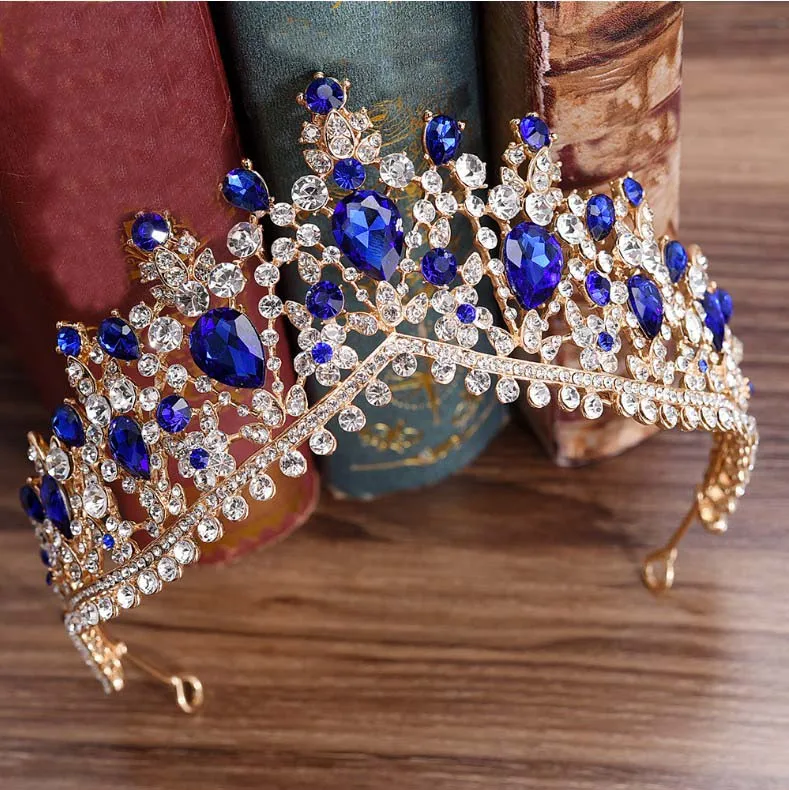 Handmade Blue Rhinestone Performance Tiara Crown Arabesque Life