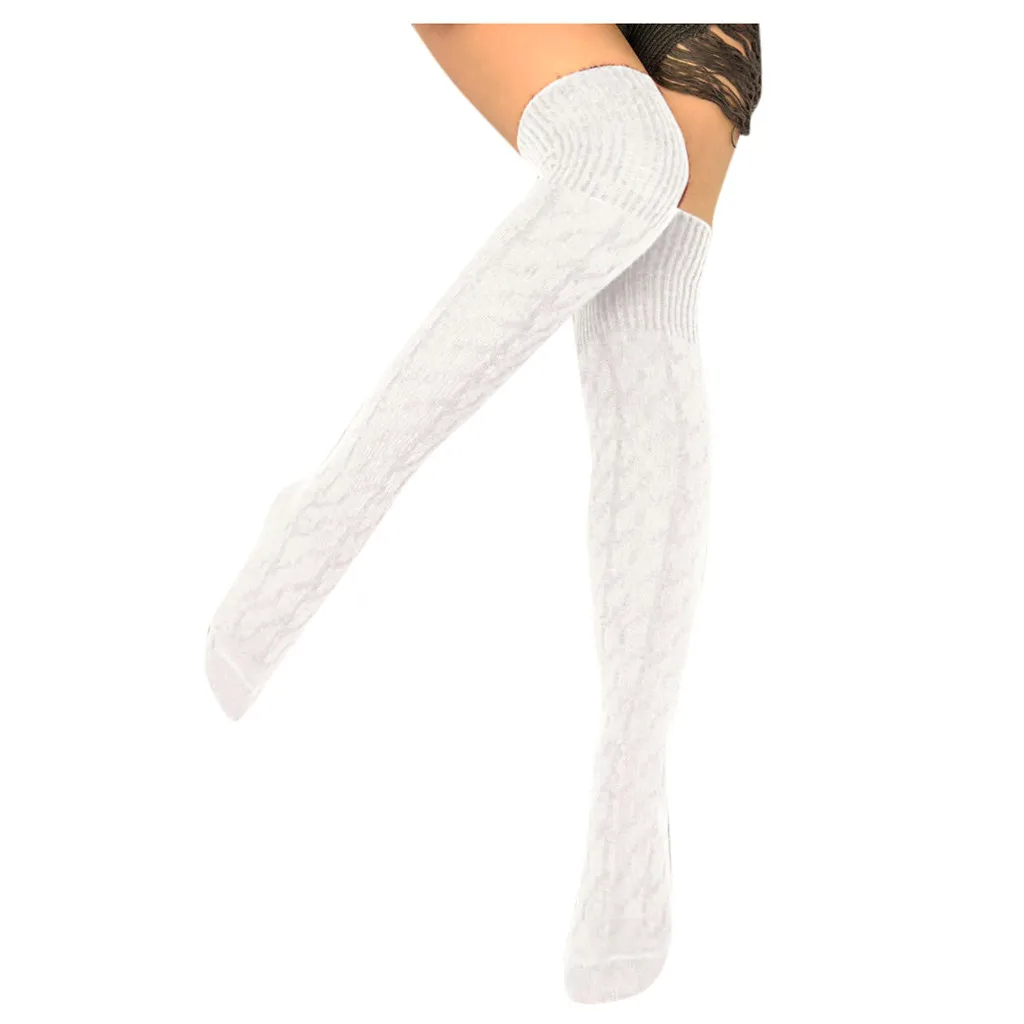 Женские вязаные облегающие высокие носки зимние плотные теплые гольфы длинные хлопковые сексуальные носки для девочек Kawaii Medias - Цвет: C