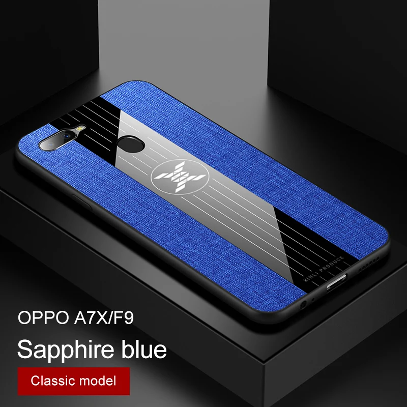 only blue case Чехол для oppo F9 F5, Роскошный Жесткий тканевый чехол с кольцом, магнитный штатив, тонкий защитный чехол для телефона oppo f1s f5 f9 - Цвет: only blue case