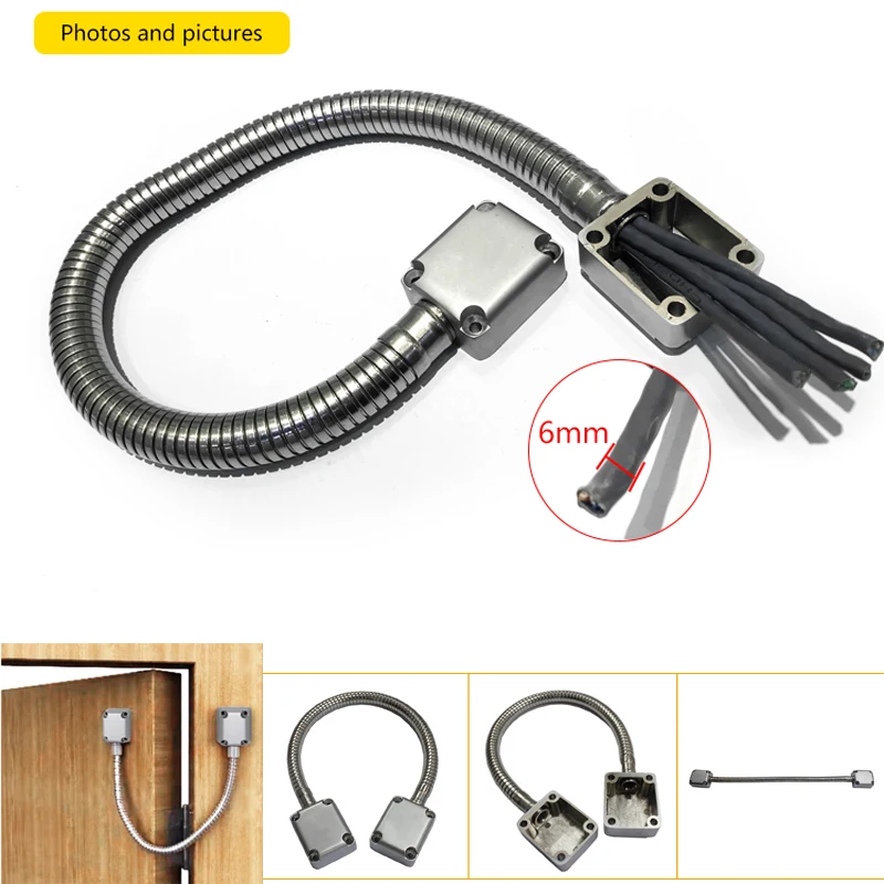 Door Loop Exposed Mounting Protection Sleeve Access Control Cable Stainless Steel Hidden Wire Line Protect Armored Metal Tube 6