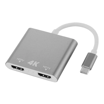 

HDMI Type C Adapter 4K USB C To Dual HDMI Converter for Surface Book 2 Dell XPS 13 Samsung Galaxy S10 / S9