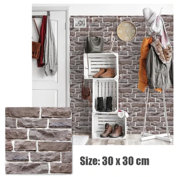 

3D Brick DIY Adhesive Wall Sticker Living Room Waterproof Foam Anti-collision Art Wallpaper For Kids Room 30*30*0.4cm Decoration