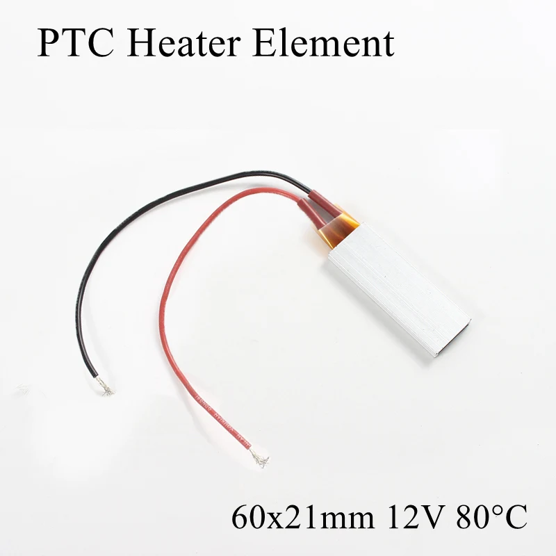 1 шт. 60x28 мм 12 В 80 градусов Цельсия алюминий PTC нагревательный элемент постоянный термостат термистор Датчик нагрева воздуха с оболочкой