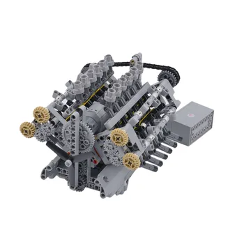 

788Pcs Dynamic Version MOC V12 Engine Bricks Small Particle DIY Building Block Model With Gearbox For Children Educational Toys