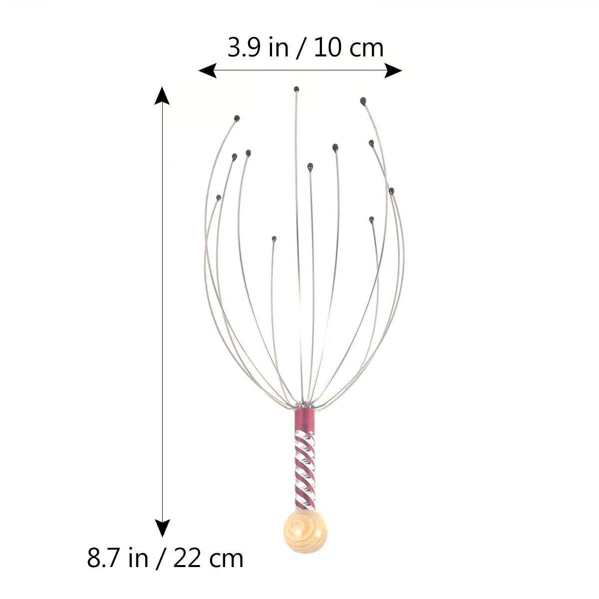 Therapeutic Head Scratcher Steel Wire Head Massager With Wooden Handle