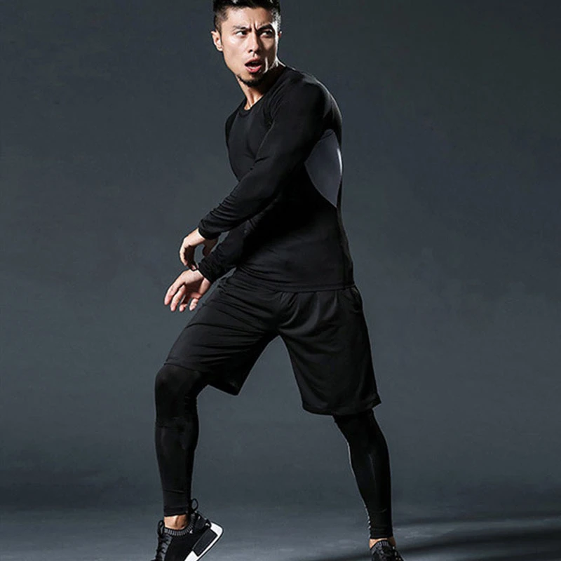 Goede Mannen Sportkleding Hoodie Sportkleding Compressie Sport Pak Jogger Training Gym Kleding Elastische Trainingspak Running Sets