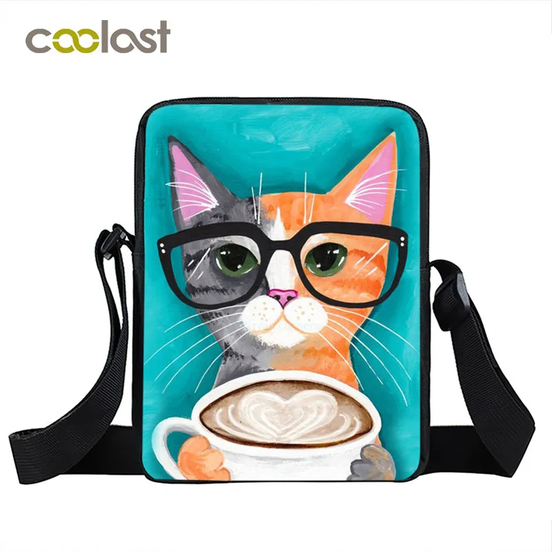 Кофейная кошка сумка через плечо котенок сумки женская для девочек Сумка книг