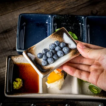 

Japanese and Korean Style Three Mustard Dishes Seasoning Toothpick Holder Ceramic Tableware Soy Sauce Seasoning Dish Tableware