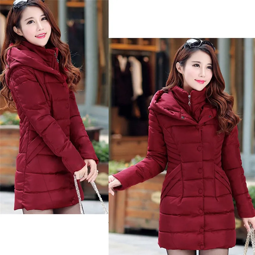Abrigos Mujer Invierno Elegante Женская парка с капюшоном верхняя одежда женское теплое пальто Длинная толстая хлопчатобумажная набивная тонкая куртка