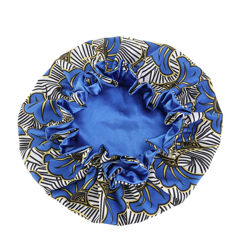Африканский Анкара шаблон печати капот ночной сон Кепки большой размер двойной слой атласа тюрбан для женщин Уход за волосами мягкие шляпы химический головной убор