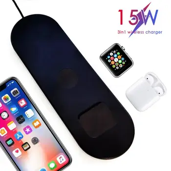 

HOT! 3In1 Fast QI Wireless Charger Dock For Apple Watch 2 3 4 IPhone 8 Plus X XR XS Samsung S9 Note 9 Wireless Charging Pad