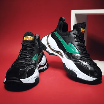 

chunky Sneakers Men Genuine Leather Casual Shoes luxury Brand Fashion men Vintage Loafers Adult Moccasins Men platform Sneakers